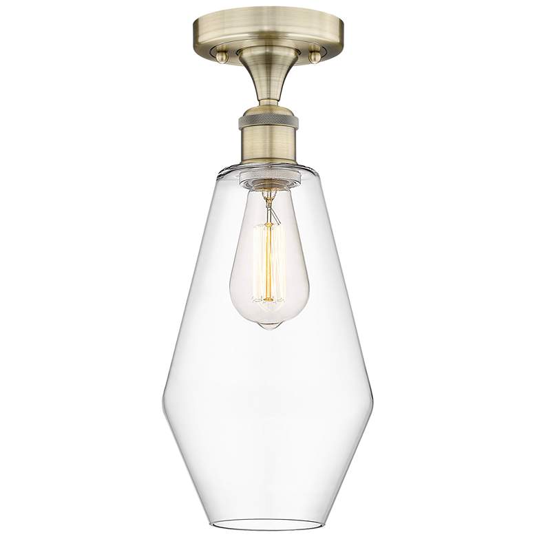 Image 1 Cindyrella 7" Wide Antique Brass Semi.Flush Mount With Clear Glass Sha