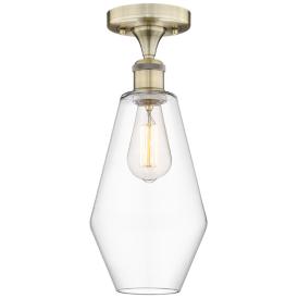 Cindyrella 7" Wide Antique Brass Semi.Flush Mount With Clear Glass Sha Cindyrella 7" Wide Antique Brass Semi.Flush Mount With Clear Glass Sha