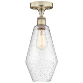 Cindyrella 7" Wide Antique Brass Semi.Flush Mount With Seedy Glass Sha Cindyrella 7" Wide Antique Brass Semi.Flush Mount With Seedy Glass Sha