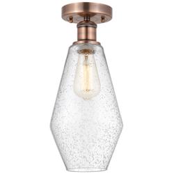 Cindyrella 7" Wide Antique Copper Semi.Flush Mount With Seedy Glass Sh