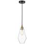 Cindyrella 7" Wide Black Brass Corded Mini Pendant With Clear Shade