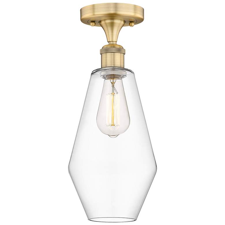 Image 1 Cindyrella 7" Wide Brushed Brass Semi.Flush Mount With Clear Glass Sha
