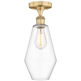 Cindyrella 7" Wide Brushed Brass Semi.Flush Mount With Clear Glass Sha Cindyrella 7" Wide Brushed Brass Semi.Flush Mount With Clear Glass Sha