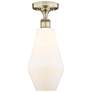 Cindyrella 7"W Antique Brass Ceiling Light with White Shade