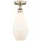 Cindyrella 7"W Antique Brass Ceiling Light with White Shade
