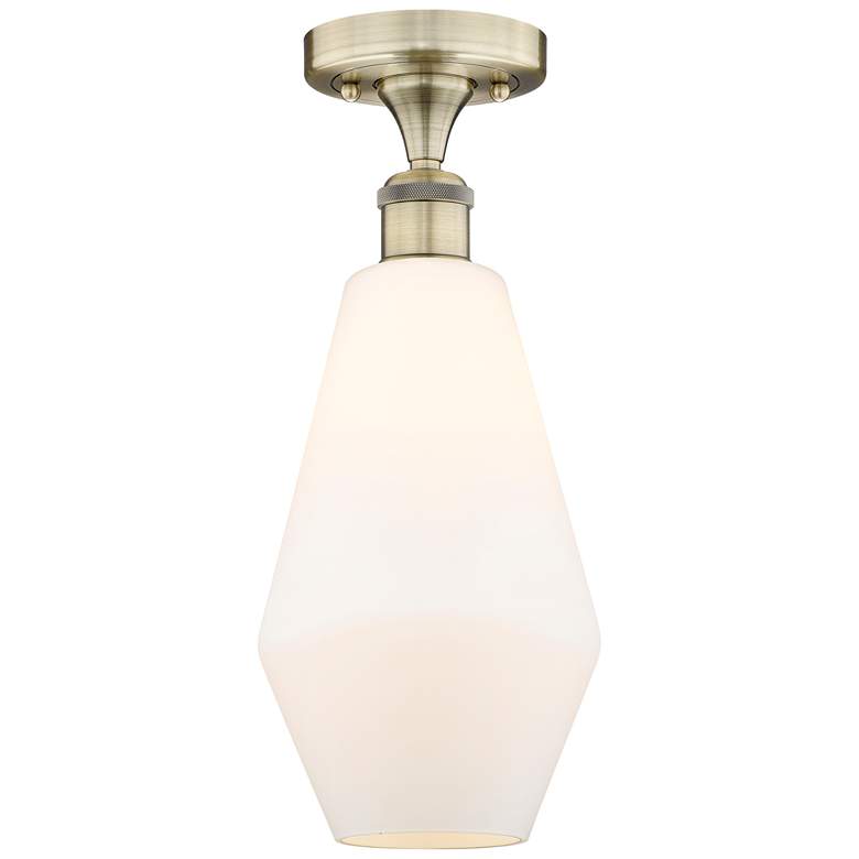 Image 1 Cindyrella 7"W Antique Brass Semi.Flush Mount w/ Cased White Shade