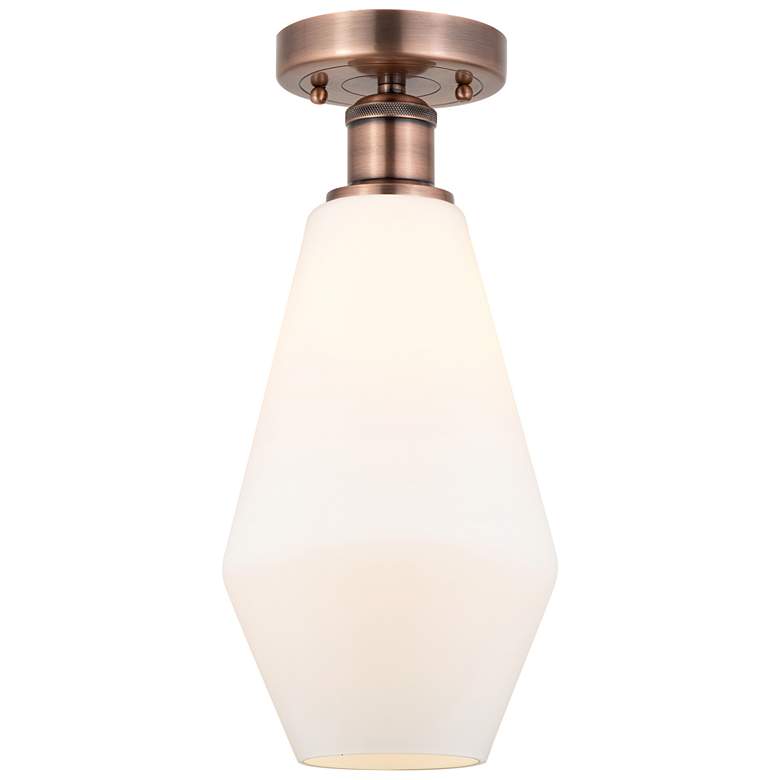 Image 1 Cindyrella 7"W Antique Copper Semi.Flush Mount w/ Cased White Shade
