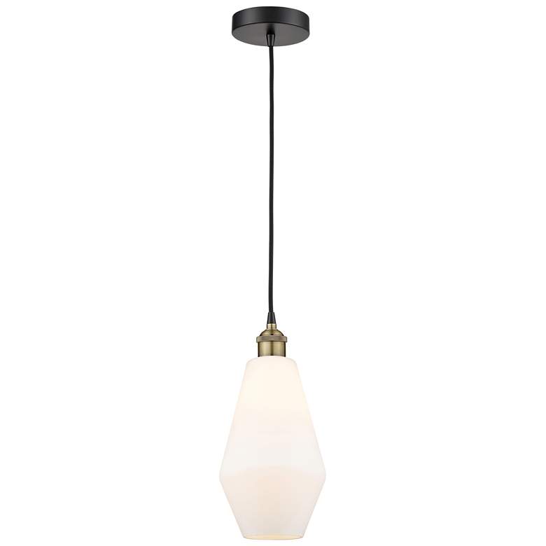 Image 1 Cindyrella 7"W Black Brass Corded Mini Pendant w/ Cased Matte White Sh