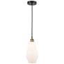 Cindyrella 7"W Black Brass Corded Mini Pendant w/ Cased Matte White Sh