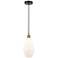 Cindyrella 7"W Black Brass Corded Mini Pendant w/ Cased Matte White Sh