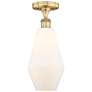 Cindyrella 7"W Brushed Brass Ceiling Light with White Shade
