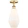 Cindyrella 7"W Brushed Brass Ceiling Light with White Shade