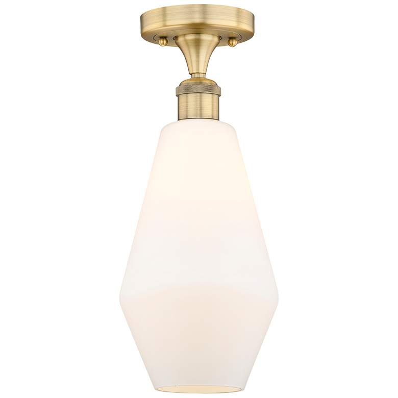 Image 1 Cindyrella 7"W Brushed Brass Semi.Flush Mount w/ Cased White Shade