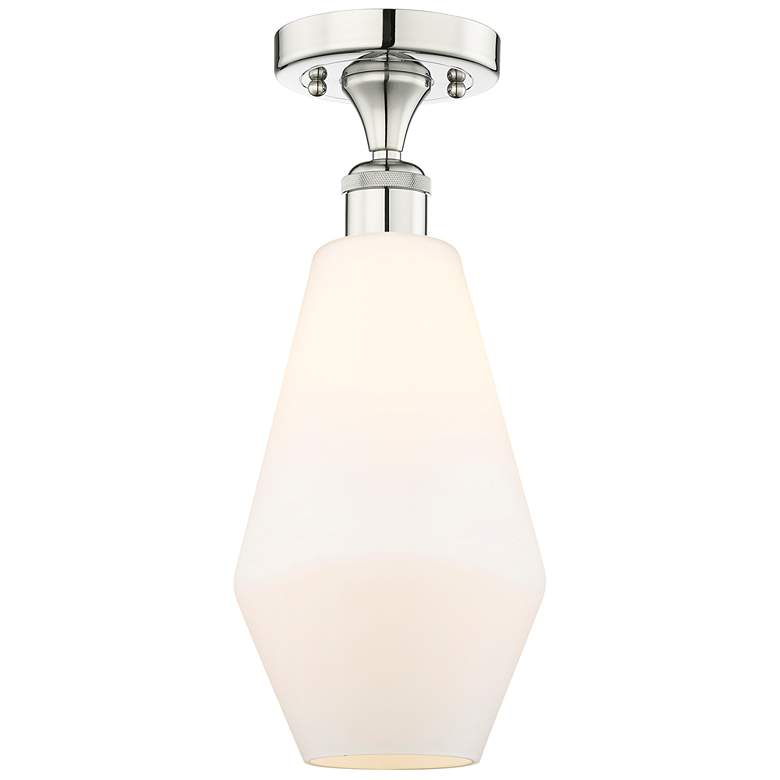 Image 1 Cindyrella 7"W Polished Nickel Semi.Flush Mount w/ Cased White Shade