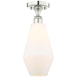 Cindyrella 7"W Polished Nickel Semi.Flush Mount w/ Cased White Shade
