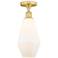 Cindyrella 7"W Satin Gold Semi.Flush Mount w/ Cased Matte White Glass