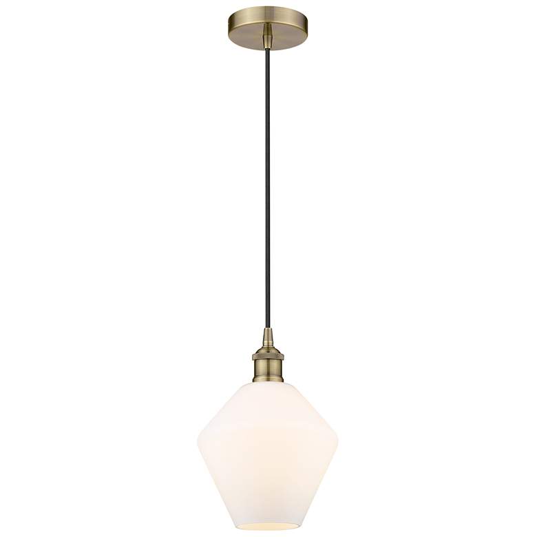 Image 1 Cindyrella 8" Antique Brass Mini Pendant w/ Cased Matte White Shade