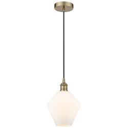 Cindyrella 8" Antique Brass Mini Pendant w/ Cased Matte White Shade