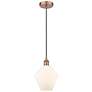 Cindyrella 8" Antique Copper Mini Pendant w/ Cased Matte White Shade