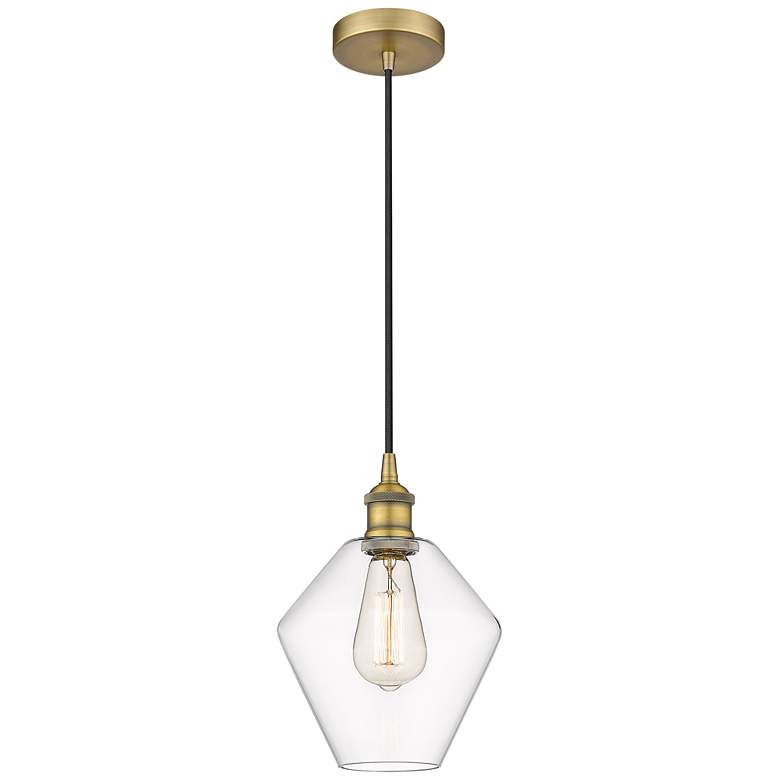 Image 1 Cindyrella 8" Brushed Brass Mini Pendant w/ Clear Shade