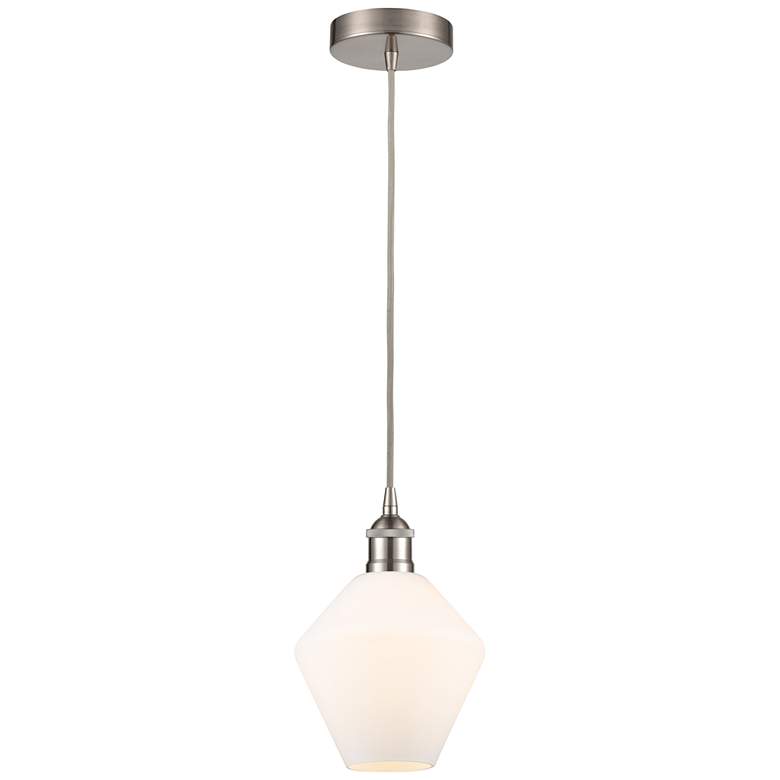 Image 1 Cindyrella 8" Brushed Satin Nickel Mini Pendant w/ Cased Matte White S