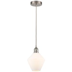 Cindyrella 8" Brushed Satin Nickel Mini Pendant w/ Cased Matte White S