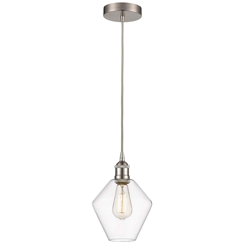 Image 1 Cindyrella 8" Brushed Satin Nickel Mini Pendant w/ Clear Shade