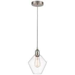 Cindyrella 8" Brushed Satin Nickel Mini Pendant w/ Clear Shade