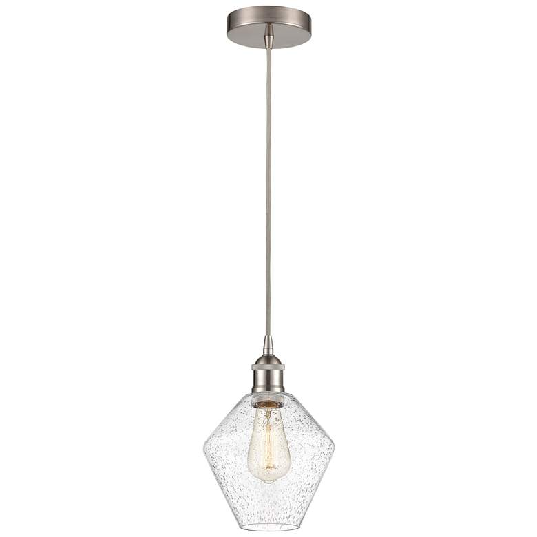 Image 1 Cindyrella 8" Brushed Satin Nickel Mini Pendant w/ Seedy Shade