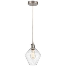 Cindyrella 8" Brushed Satin Nickel Mini Pendant w/ Seedy Shade
