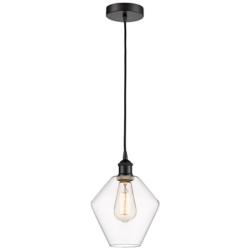 Cindyrella 8" Matte Black Mini Pendant w/ Clear Shade