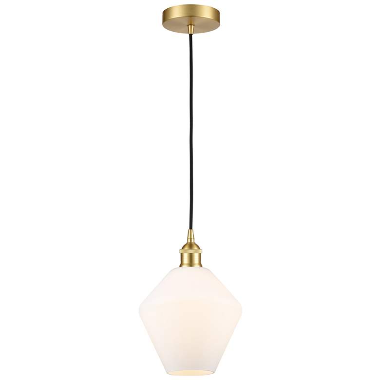 Image 1 Cindyrella 8" Satin Gold Mini Pendant w/ Cased Matte White Shade