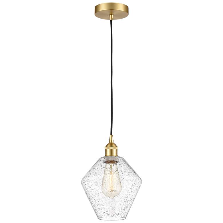 Image 1 Cindyrella 8" Satin Gold Mini Pendant w/ Seedy Shade