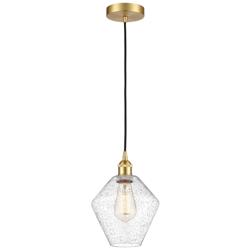 Cindyrella 8" Satin Gold Mini Pendant w/ Seedy Shade