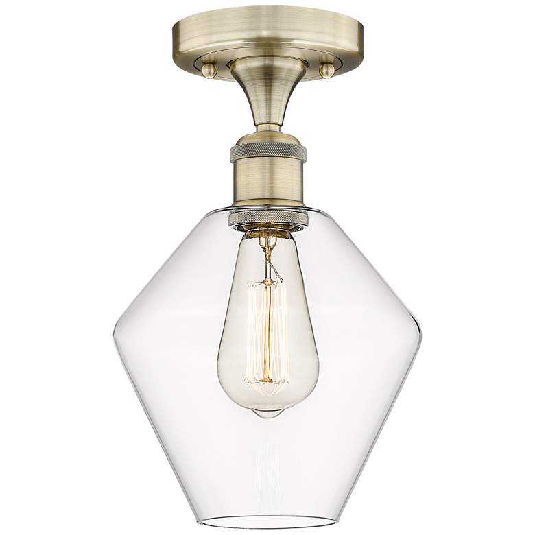Image 1 Cindyrella 8" Wide Antique Brass Semi.Flush Mount With Clear Glass Sha
