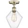 Cindyrella 8" Wide Antique Brass Semi.Flush Mount With Clear Glass Sha