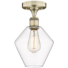 Cindyrella 8" Wide Antique Brass Semi.Flush Mount With Clear Glass Sha Cindyrella 8" Wide Antique Brass Semi.Flush Mount With Clear Glass Sha
