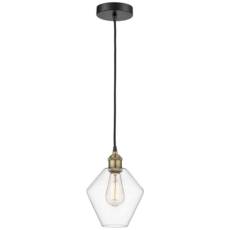 Image 1 Cindyrella 8" Wide Black and Antique Brass Mini Pendant
