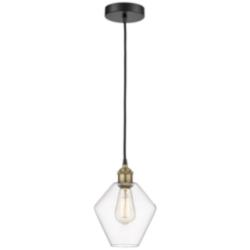 Cindyrella 8" Wide Black and Antique Brass Mini Pendant