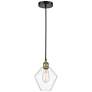 Cindyrella 8" Wide Black Brass Corded Mini Pendant With Clear Shade