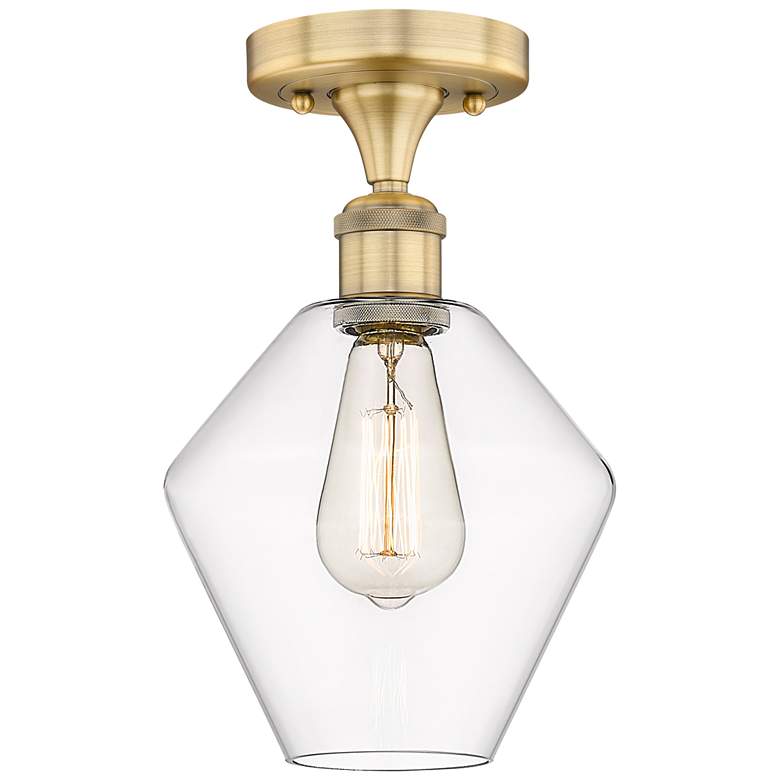 Image 1 Cindyrella 8" Wide Brushed Brass Semi.Flush Mount With Clear Glass Sha