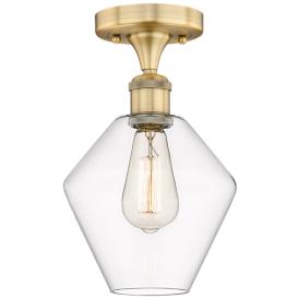 Cindyrella 8" Wide Brushed Brass Semi.Flush Mount With Clear Glass Sha Cindyrella 8" Wide Brushed Brass Semi.Flush Mount With Clear Glass Sha