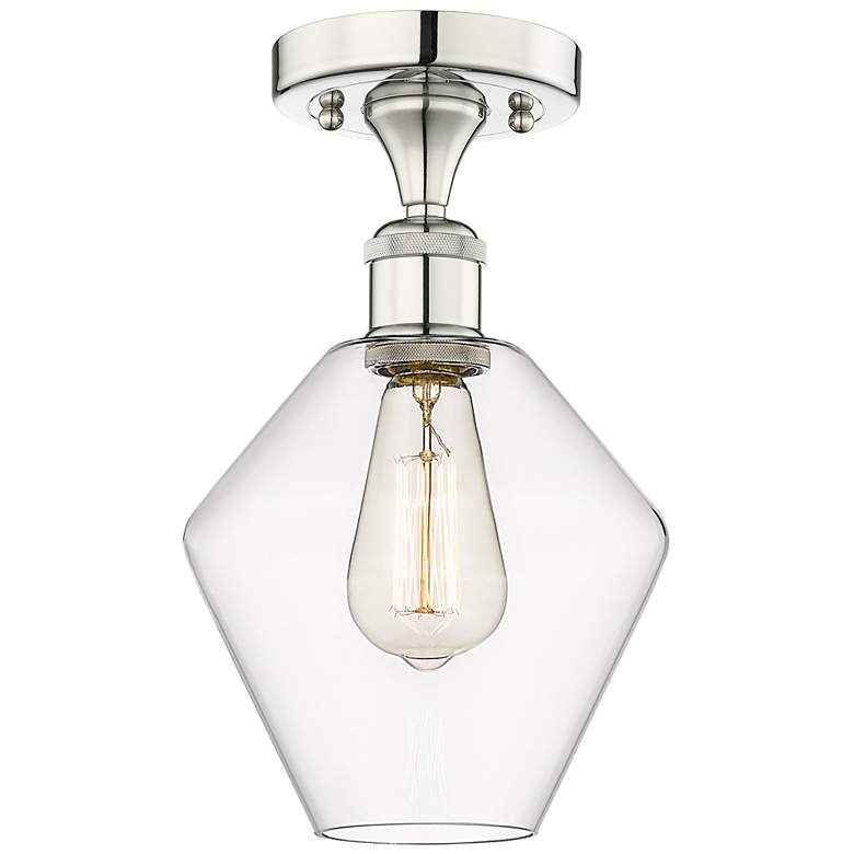 Image 1 Cindyrella 8" Wide Polished Nickel Semi.Flush Mount With Clear Glass S