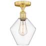 Cindyrella 8" Wide Satin Gold Semi.Flush Mount With Clear Glass Shade