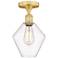 Cindyrella 8" Wide Satin Gold Semi.Flush Mount With Clear Glass Shade