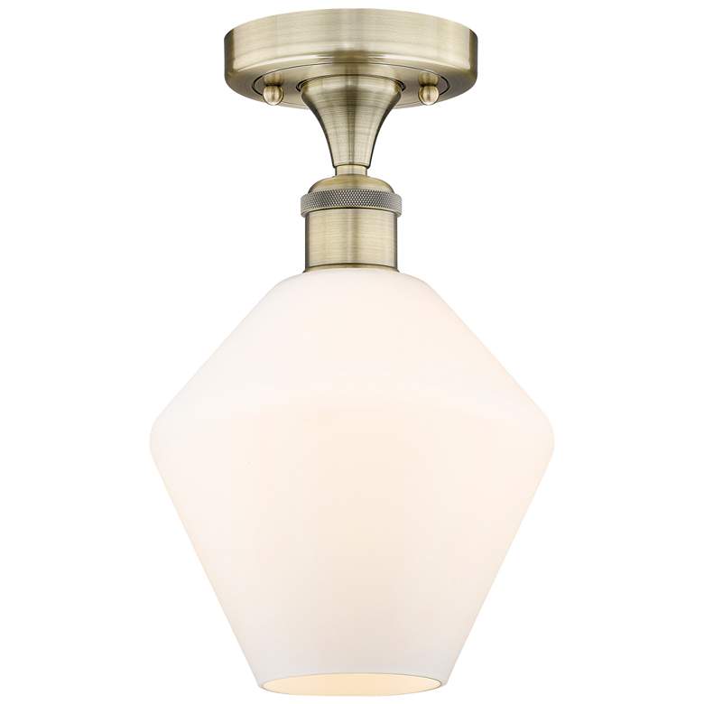 Image 1 Cindyrella 8"W Antique Brass Semi.Flush Mount w/ Cased White Shade