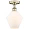 Cindyrella 8"W Antique Brass Semi.Flush Mount w/ Cased White Shade