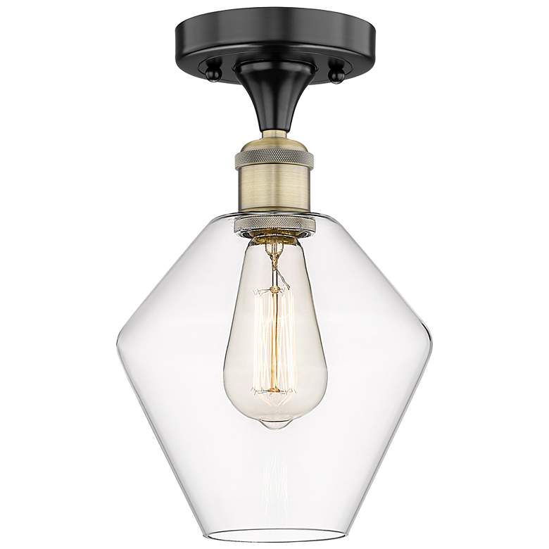 Image 1 Cindyrella 8"W Black Antique Brass Semi.Flush Mount With Clear Glass S