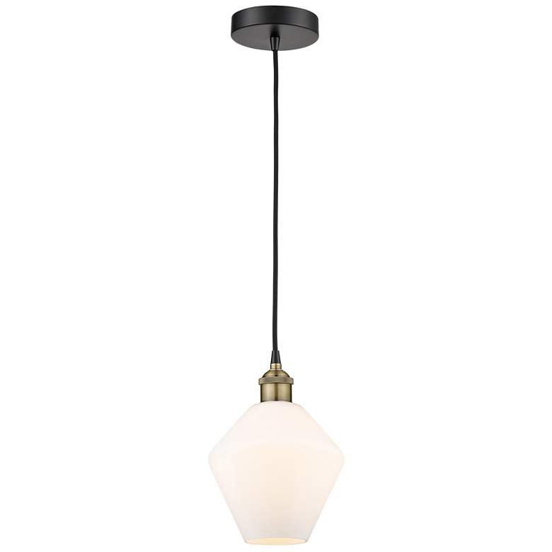 Image 1 Cindyrella 8"W Black Brass Corded Mini Pendant w/ Cased Matte White Sh