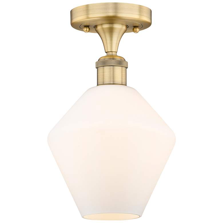 Image 1 Cindyrella 8"W Brushed Brass Semi.Flush Mount w/ Cased White Shade